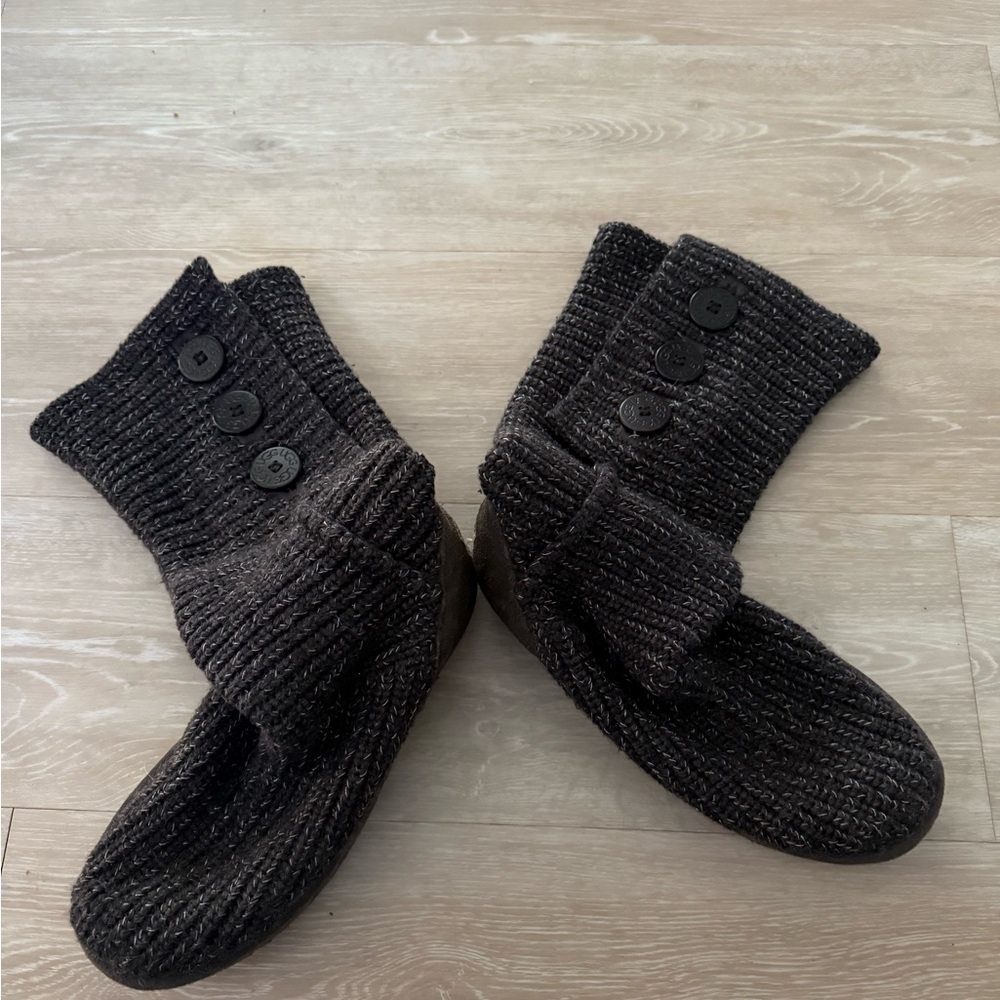 UGG Black Knit Button Boots
